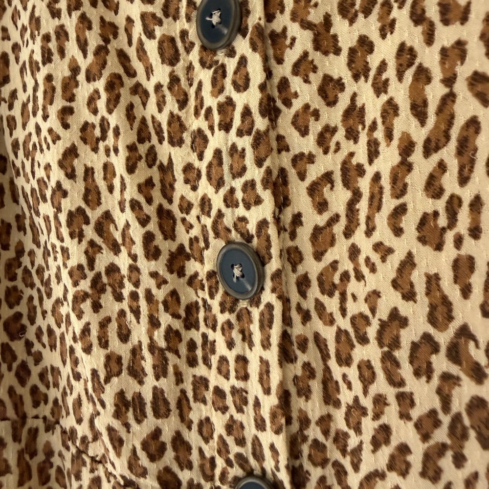 Anthropologie Bolano Cheetah-Print Button-Front Midi Dress - Picture 3 of 6